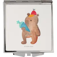 Mr. & Mrs. Panda Kleiner Spiegel Bär Schultüte - Weiß - Geschenk, Schminkspiegel, Schulbeginn, Handspiegel, Quadratischer, Frauen, Schulanfang, Einschulung, Grundschule