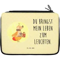 Mr. & Mrs. Panda Mäppchen Glühwürmchen - Gelb Pastell - Geschenk, Liebesspruch, Heiratsantrag, Lieblingsmensch, Lustige Sprüche, Federtasche, Liebe, Federmappe, Magisch