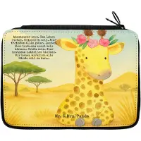 Mr. & Mrs. Panda Mäppchen Giraffe Blumenkranz Design - Weiß - Geschenk, Freundin, Selbstliebe, Federtasche, Federmäppchen, Schlampermäppchen, Abenteurer, Federmappe, Etui