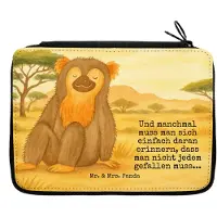Mr. & Mrs. Panda Mäppchen Affe Design - Weiß - Geschenk, Respekt, Liebe, Etui, für Stifte, Motivation, Schlampermäppchen, Schreibmappe, Affen, Selbstliebe, Federmappe