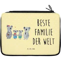 Mr. & Mrs. Panda Etui Koala Familie zwei - Gelb Pastell - Geschenk, Koalabär, Schlampermäppchen, Federmäppchen, Federtasche, Schreibmappe, Federmappe, Muttertag, Zusammen