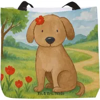 Mr. & Mrs. Panda Einkaufstasche Hund Dame Design - Weiß - Geschenk, Liebenswert, Reisetasche, Tote Bag, Hunde, Niedlich, Stoffbeutel, Hunderasse, Flauschig, Beutel, Liebe