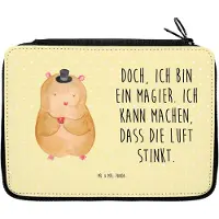 Mr. & Mrs. Panda Etui Hamster Hut - Gelb Pastell - Geschenk, Zylinder, Zwerghamster, Magier, Lustige Sprüche, Federmäppchen, Schuletui, Zauberer, Federtasche, Mäppchen