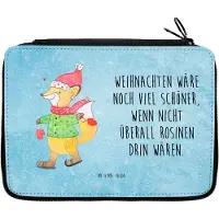 Mr. & Mrs. Panda Schreibmappe Fuchs Schlittschuhe - Eisblau - Geschenk, Bleistiftetui, Federmappe, Weihnachten, Mäppchen, Federmäppchen, Stifteetui, Weihnachtsmann, Etui
