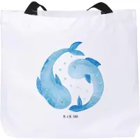 Mr. & Mrs. Panda Tote Bag Sternzeichen Fische - Weiß - Geschenk, Sternbild, Fisch, Geburtstag Februar, Strandtasche, Tasche, Laptoptasche, Reisetasche, Tragetasche, März