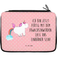 Mr. & Mrs. Panda Federtasche Einhorn Pupsen - Rot Pastell - Geschenk, Federmappe, Unicorn, Freundin, Spaß, Federmäppchen, Bleistiftetui, Regenbogen, Etui für Stifte
