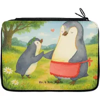 Mr. & Mrs. Panda Federmappe Pinguin mit Kind Design - Weiß - Geschenk, Vorbild Mama, Muttertag, Bleistiftetui, Schreibmappe, Federtasche, Mom, Mäppchen, Etui