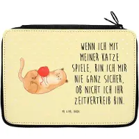 Mr. & Mrs. Panda Etui Katze Wolle - Gelb Pastell - Geschenk, Federtasche, Bleistiftetui, Cats, Federmappe, Haha, Schlampermäppchen, Spielen, Federmäppchen, Cat