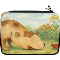 Mr. & Mrs. Panda Federmäppchen Hund Marienkäfer Design - Weiß - Geschenk, Bleistiftetui, Achtsam, Schlampermäppchen, Hunde, Federtasche, Etui für Stifte, Mischlingshund