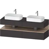 Duravit Collection One Konsolenwaschtischunterbau, 2 Auszüge, 2 Schubkästen, 2 Ausschnitte, 1600x550x600mm, Nische Eiche Mamoriert, QA4779055800010, Farbe: Graphit Supermatt/mit Nischenbeleuchtung