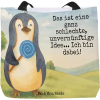 Mr. & Mrs. Panda Schultasche Pinguin Lolli Design - Weiß - Geschenk, Pinguine, Einkaufstasche, Tote Bag, Reisetasche, Süßigkeiten, Tasche, Spruch, Unvernünftig