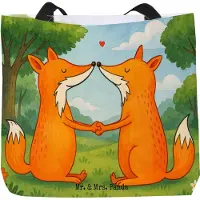 Mr. & Mrs. Panda Tote Bag Füchse Liebe Design - Weiß - Geschenk, Fuchs, Beutel, Stoffbeutel, Laptoptasche, Partner, Strandtasche, Tasche, Ehefrau