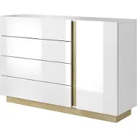 Furniture24 Kommode Arco M 4 Schubladen Weiß/Grandson Eiche 90,5x138x40 cm