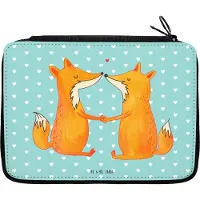 Mr. & Mrs. Panda Mäppchen Füchse Liebe - Türkis Pastell - Geschenk, Federtasche, Bleistiftetui, Partner, Fox, Etui, Ehemann, Stifteetui, Fuchs, Federmappe