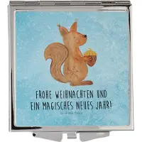 Mr. & Mrs. Panda Kosmetikspiegel Eichhörnchen Weihnachtszeit - Eisblau - Geschenk, Mini Spiegel, Taschenspiegel, Weihnachten, Schminkspiegel, Frohe, Weihnachtsgruß, Vogel