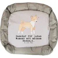 Mr. & Mrs. Panda Hundekorb Basenji Moment - Grau Pastell - Geschenk, Kissenbezug, Muttertag, Valentinstag, Hund, Kongo-Terrier, Vatertag, Ostern