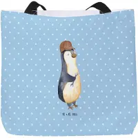 Mr. & Mrs. Panda Tote Bag Wenn Papa es nicht reparieren kann, sind wir am Arsch - Blau Pastell - Geschenk, Strandtasche, Vatertag, Stoffbeutel, Reisetasche, Pinguin