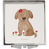 Mr. & Mrs. Panda Kosmetikspiegel Hund Dame - Weiß - Geschenk, Niedlich, Schminkspiegel, Handspiegel, Klappspiegel, Kleiner Spiegel, Frauen, Vierbeiner, Liebenswert, Liebe