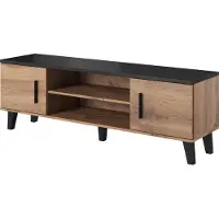Furniture24 Fernsehschrank LOTTA Unterschrank Lowboard mit 2 Türen 160 cm Breit Wotan Eiche/Schwarz