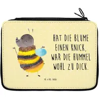 Mr. & Mrs. Panda Mäppchen Hummel flauschig - Gelb Pastell - Geschenk, Biene, Federtasche, Stiftemappe, Etui für Stifte, Blume, Lustige Sprüche, Schlamper, Natur