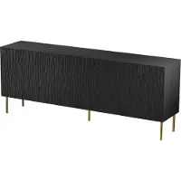 Furniture24 Sideboard 190 cm JUNGLE mit 4 Türen Kommode Wohnzimmerschrank Schrank Schwarz