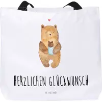 Mr. & Mrs. Panda Schultasche Bär Baby - Weiß - Geschenk, Tasche, Laptoptasche, Strandtasche, Mutter, Tragetasche, Eltern, Tote Bag, Taufe, Teddy, Glückwunsch