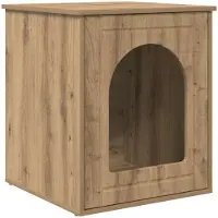 vidaXL Katzenhaus Kunsthandwerk Eiche 53 x 52 x 62 cm Holzwerkstoff