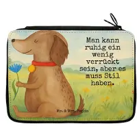Mr. & Mrs. Panda Federmappe Hund Blume Design - Weiß - Geschenk, Verrückt, Stifteetui, Haha, Etui, Sprüche, Schlampermäppchen, Mäppchen, Bleistiftetui, Hunde, Stil
