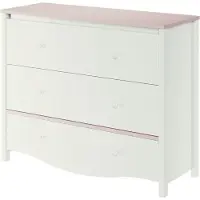 Furniture24 Kommode MIA MI-16 mit 3 Schubladen Weiß/Rosa Mädchenzimmer Kinderzimmer