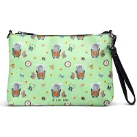 Mr. & Mrs. Panda Damenhandtasche Pinguin & Maus Wanderer - Grün - Geschenk, Wandern, Pinguine, Wanderlust, Umhängetasche Damen, Crossbody Bag, Abenteuer, Handtasche