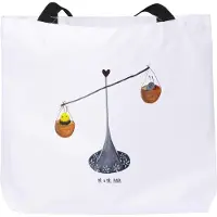 Mr. & Mrs. Panda Tote Bag Sternzeichen Waage - Weiß - Geschenk, Marienkäfer, Biene, Beutel, Büchertasche, Strandtasche, Stoffbeutel, Gleichgewicht, Tasche, Laptoptasche
