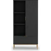 FURMEB Patryk Hojka Furmeb24 - PULA R70 - Eintrige Komode mit Schublade und Regalen, gerade Metallbeine , Schwarz-Matt .