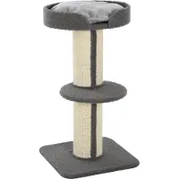 Moonbite Kratzbaum 91 cm mit Plattform, Kratzsäulen aus Natur-Sisal, Wolle-Bezug & abnehmbarem Kissen, kompakt für kleine Räume, bis 30 kg, Polyester, Grau
