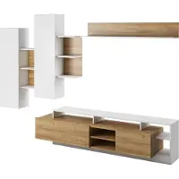 Furniture24 Wohnwand ALVA 260 cm breit Anbauwand Lowboard 2 Hängeschrank Hängeregal Wohnzimmer