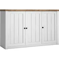 Furniture24 Kommode 130 cm Prowansja K3D Sideboard 3 türiger Schrank Wohnzimmerschrank Kiefer Weiß/Lefkas Eiche