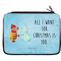 Mr. & Mrs. Panda Schlamper Nachtfalter Schneemann - Eisblau - Geschenk, Federtasche, Weihnachten, Schnee, Federmappe, Weihnachtsgruß, Etui, Federmäppchen, Mäppchen