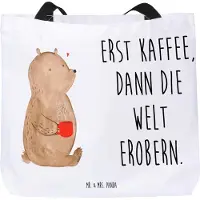 Mr. & Mrs. Panda Schultasche Bär Kaffee - Weiß - Geschenk, Reisetasche, Laptoptasche, Tote Bag, Morgenroutine, Guten Morgen, Teddy, Bären, Tasche, Strandtasche, Coffee