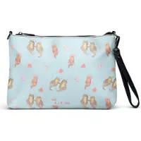 Mr. & Mrs. Panda Damentasche Otter Hände halten - Blau - Geschenk, glücklich, Handtasche Damen, Tasche, Crossbody Bag, Paar, Romantisch, Seeotter, Umhängetasche, Clutch