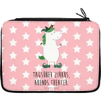 Mr. & Mrs. Panda Federmäppchen Einhorn Joker - Rot Pastell - Geschenk, Etui, Gaukler, Schlampermäppchen, Hofnarr, Federtasche, Mäppchen, Einhörner, Mittelalter, Unicorn
