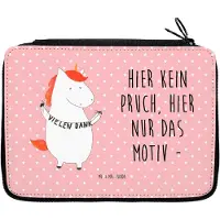 Mr. & Mrs. Panda Schulmäppchen Einhorn Dankeschön - Rot Pastell - Geschenk, Schüleretui, Schlampermäppchen, Federmappe, reiseetui, Danke, Mäppchen, Danksagung, Unicorn