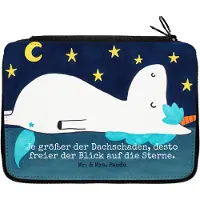 Mr. & Mrs. Panda Schlampermäppchen Einhorn Sternenhimmel Design - Weiß - Geschenk, Bleistiftetui, Schulmäppchen, Unicorn, Einhörner, Verrückt, Federmäppchen, Sterne, Etui