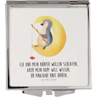 Mr. & Mrs. Panda Frauen Spiegel Pinguin Mond - Weiß - Geschenk, Handspiegel, Klappspiegel, Faltspiegel, Kosmetikspiegel, Taschenspiegel, Angel, schlafen, Schlafzimmer
