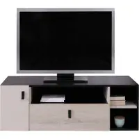 Furniture24 Tv Schrank Planet PL-10, Lowboard, Unterschrank, Fernsehetisch mit Schublade und Tür Schwarz/Eiche/Beige