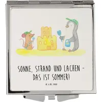 Mr. & Mrs. Panda Kleiner Spiegel Sommerfreude - Weiß - Geschenk, Sommergefühle, Taschenspiegel, Inspiration, Kosmetikspiegel, Kuscheln, Summer Feelings, Farben, Klein