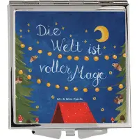 Mr. & Mrs. Panda Schminkspiegel Die Welt ist voller Magie - Geschenk, klein, Kleiner Spiegel, Taschenspiegel, Dekoration, Kosmetikspiegel, Handspiegel