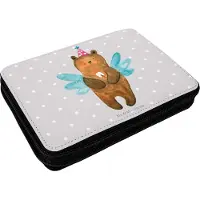 Mr. & Mrs. Panda Federmäppchen Bär Zahnfee - Grau Pastell - Geschenk, Milchzahn, Etui, Schreibetui, Bleistiftetui, Federmappe, Mäppchen, Fee, Erster Zahn, Teddy