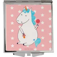 Mr. & Mrs. Panda Schminkspiegel Einhorn Baby - Rot Pastell - Geschenk, Frauen Spiegel, Taschenspiegel, Unicorn, Mutter, Klappspiegel, Geburtstag, Party, Handspiegel