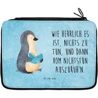 Mr. & Mrs. Panda Bleistiftetui Pinguin Buch - Eisblau - Geschenk, reiseetui, Ferien, Schuletui, Urlaub, Freizeit, Mäppchen, Federmappe, Schreibmappe, Etui