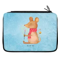 Mr. & Mrs. Panda Etui Maus Weihnachten - Eisblau - Geschenk, Mäppchen, Weihnachtsmotiv, Weihnachtswunder, Federmäppchen, Bleistiftetui, Schlamper, für Stifte, Frohe