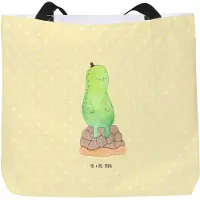 Mr. & Mrs. Panda Tote Bag Schildkröte Pause - Gelb Pastell - Geschenk, Reisetasche, Schultasche, Tasche, Panzer, sitzen, glücklich, Tragetasche, Einkaufstasche, Achtsam